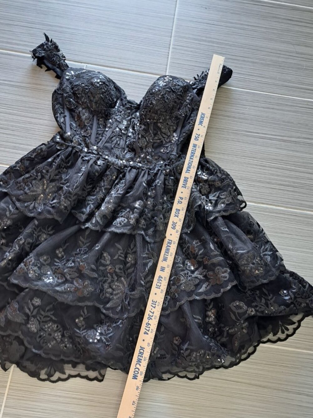 Gothic Women's Mini Dress Black Size 6 Boning Corset Tulle Fairy Whimsygoth - Picture 11 of 12